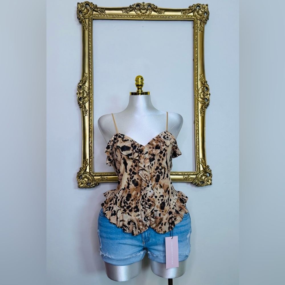 INC International Concepts Animal Print Ruffle Blouse